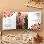 Rustic Earthy Terracotta Floral Wedding Tri-Fold Invitation<br><div class="desc">Amaze your guests with this elegant all in one wedding invite featuring beautiful watercolor flowers. Simply add your event details on this easy-to-use template and adorn this card with your favourite photos to make it a one-of-a-kind invitation.</div>