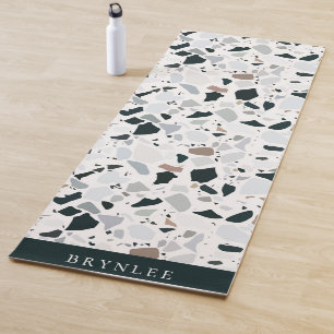 Rustic Earthy Terrazzo Stone Pattern Yoga Mat