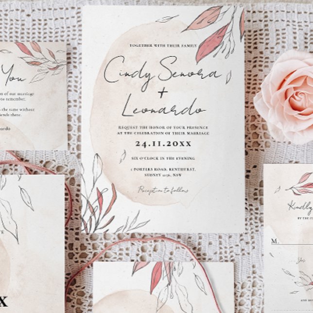 Rustic Earthy Watercolor Floral Wedding Invitation (Creator Uploaded)