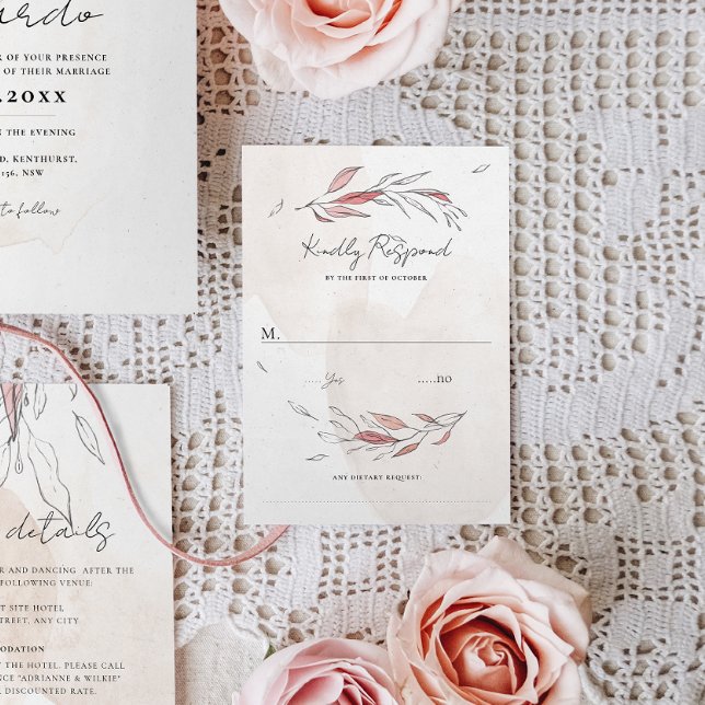 Rustic Earthy Watercolor Floral Wedding RSVP Card (Creator Uploaded)