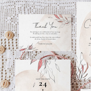 Rustic Earthy Watercolor Floral Wedding Thank You Card
