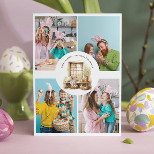 Rustic Easter Beige Personalised Photo Holiday Card