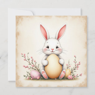 Rustic Easter Bunny and Eggs Holiday Card