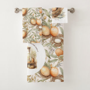 Rustic Easter Personalised Family Beige Bath Towel Set