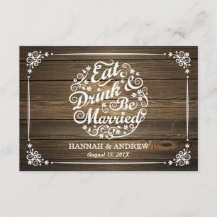 Rustic Eat Drink and Be Married Wedding R.S.V.P. RSVP Card