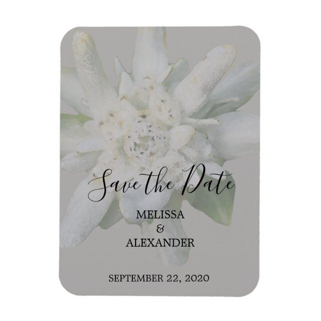 Rustic Edelweiss flower wedding Save the Date Magnet (Vertical)