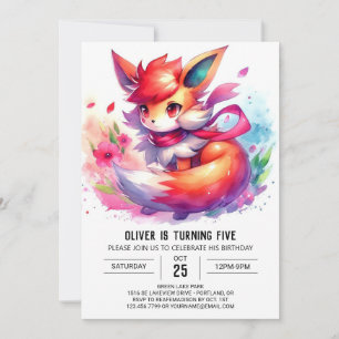 Rustic Editable Fox Birthday Invitation