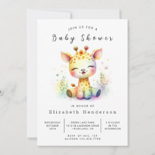 Rustic Editable Giraffe Baby Shower Invitation