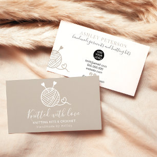 Rustic editable knitting crochet yarn handmade kit business card
