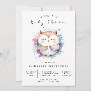 Rustic Editable Owl Baby Shower Invitation