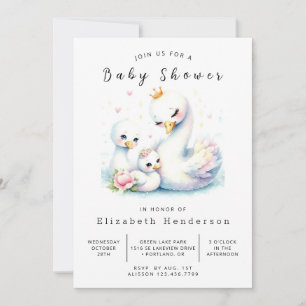 Rustic Editable Swan Baby Shower Invitation