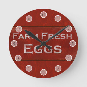 Rustic Eggs Sign Wall Clock