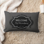 Rustic elcome family name year established lumbar cushion<br><div class="desc">Rustic elcome family name year established Lumbar Pillow.
You can add your own text,  name and year established to personalise.</div>