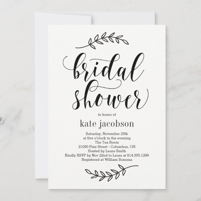 Rustic Elegance Bridal Shower Invitation (Front)