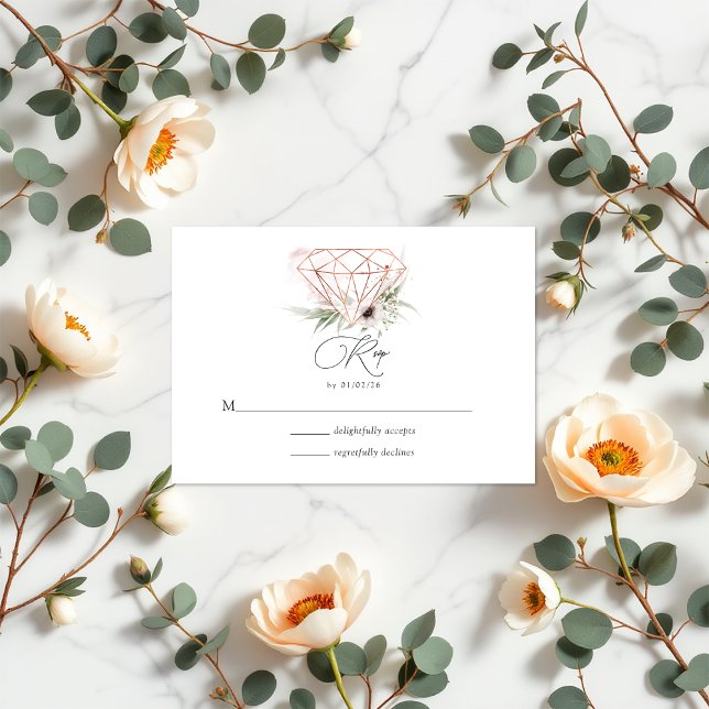 Rustic Elegance Bronze Geometric Diamond Wedding RSVP Card (Rustic Elegance Bronze Geometric Diamond Wedding RSVP Card)