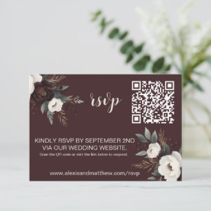 Rustic Elegance Burgundy & Cream Floral RSVP Card