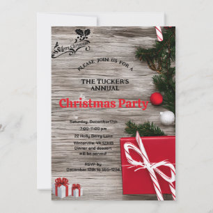 Rustic Elegance Christmas Tree Christmas Party  Invitation
