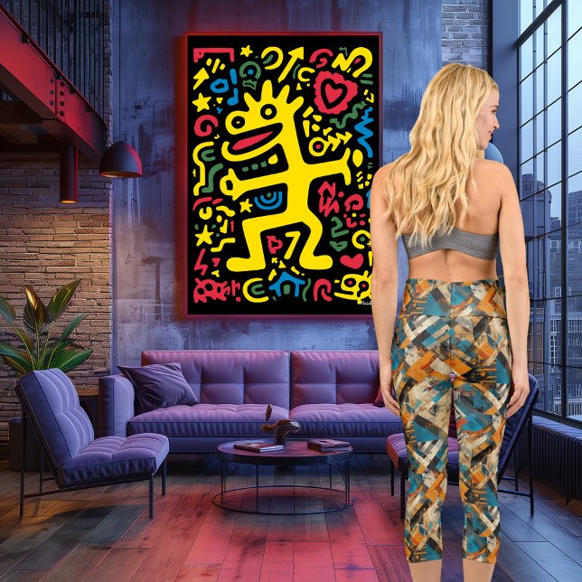 Rustic Elegance: Earthy Geometric Abstract Pattern Capri Leggings (Creator Uploaded)