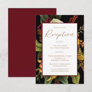 Rustic Elegance Floral Bouquet Wedding Reception Enclosure Card