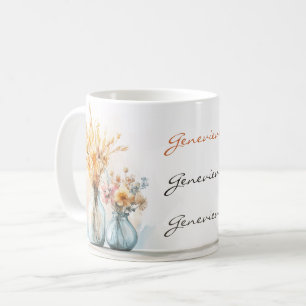 Rustic Elegance Floral Name Custom Soft Colours Coffee Mug