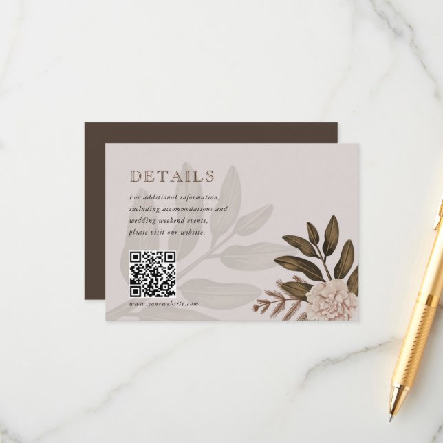 Rustic Elegance Floral Wedding Enclosure cards (Front/Back In Situ)