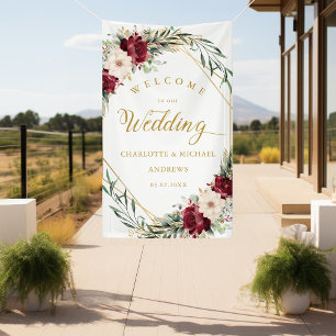 Rustic Elegance Flowers, Gold-Geometric, Wedding Banner