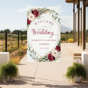 Rustic Elegance Flowers, Gold-Geometric, Wedding Banner