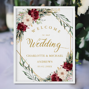 Rustic Elegance Flowers, Gold-Geometric, Wedding Poster