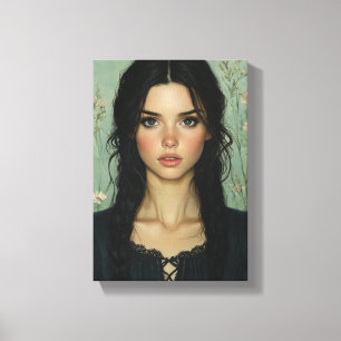 Rustic Elegance - Freckled Beauty Portrait Art Canvas Print