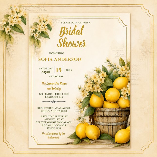 Rustic Elegance Lemon Grove Bridal Shower |  Invitation (Creator Uploaded)