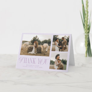 Rustic Elegance Multi Photo Wedding Lilac Thank You Card