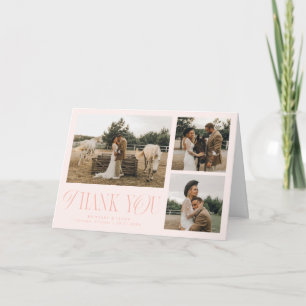 Rustic Elegance Multi Photo Wedding Peach Thank You Card