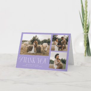 Rustic Elegance Multi Photo Wedding Voilet Thank You Card