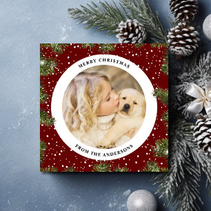 Rustic Elegance Snowy Pine Christmas Holiday Card