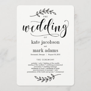 Rustic Elegance Wedding Ceremony Program Programme