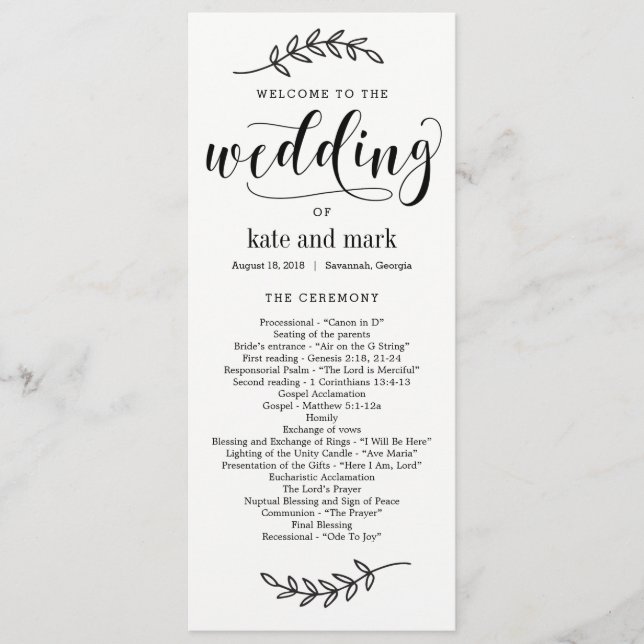 Rustic Elegance Wedding Ceremony Program Programme (Front)