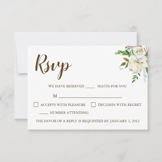 Rustic Elegance Wedding RSVP Card (Front)