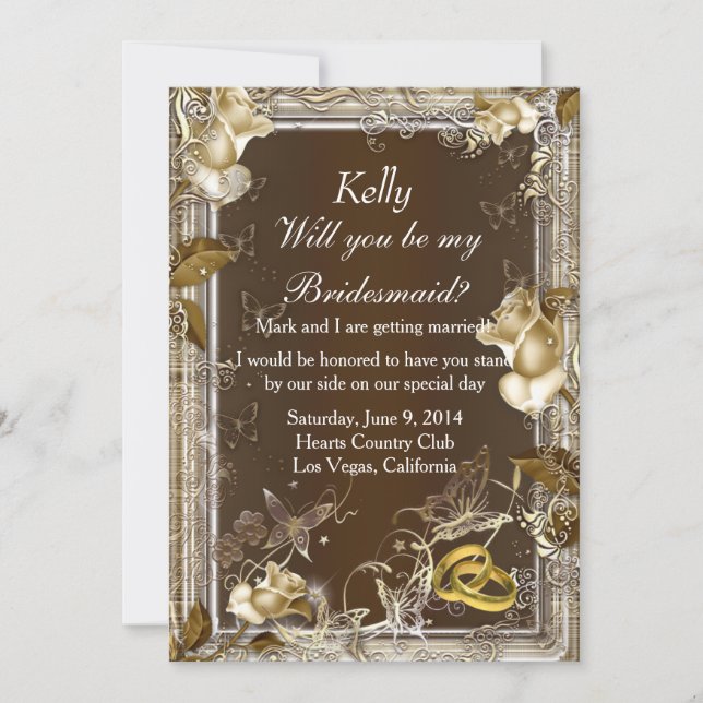 Rustic Elegance White Rose Bridesmaid Card (Front)