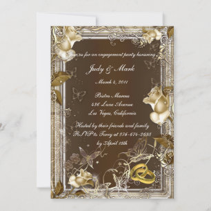 Rustic Elegance White Rose Engagement Party Invite