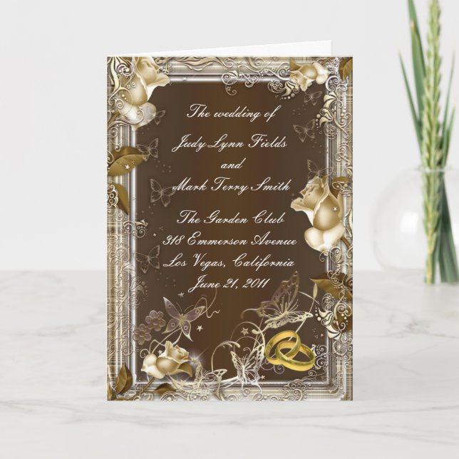 Rustic Elegance White Rose Program Card (Front)