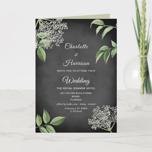 Rustic Elegant Baby's Breath Flowers Wedding Invitation (Front)