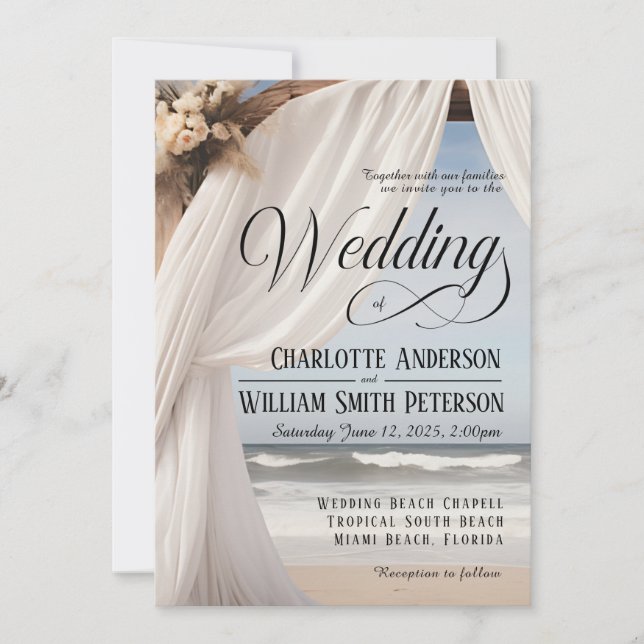 Rustic Elegant Beach Wedding Invitation (Front)