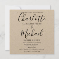 Rustic Elegant Black Script Kraft Wedding