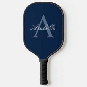 Rustic Elegant Blue Personalised Monogram  Name  Pickleball Paddle