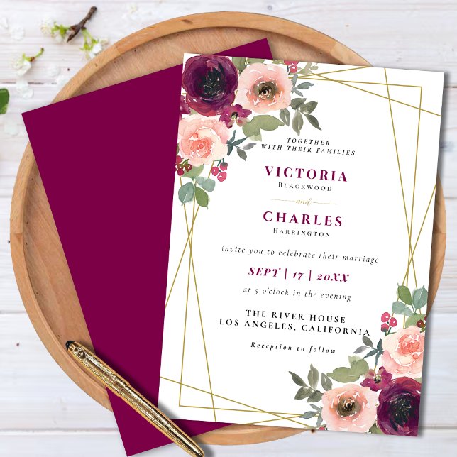 Rustic Elegant Blush Watercolor Floral Wedding Invitation (Rustic Elegant Blush Watercolor Floral Wedding Invitation)
