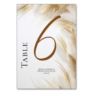 Rustic Elegant Bohemian Floral Gold Pampas  Table Number