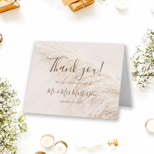 Rustic Elegant Boho Pampas Grass Wedding Thank You Card
