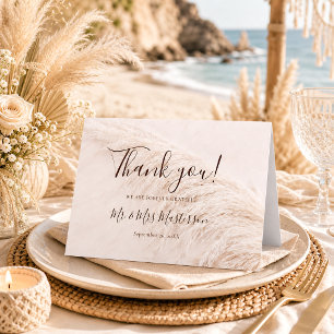 Rustic Elegant Boho Pampas Grass Wedding Thank You Card