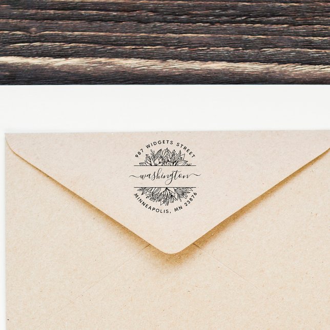 Rustic Elegant Botanical Family Return Address Rubber Stamp (Creator Uploaded)