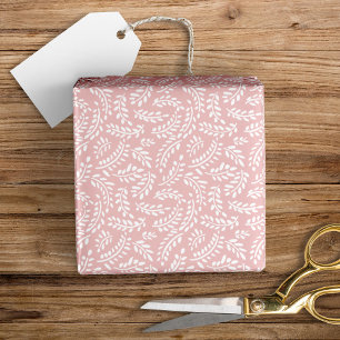 Rustic Elegant Botanical Leaves Blush Pink Wrapping Paper
